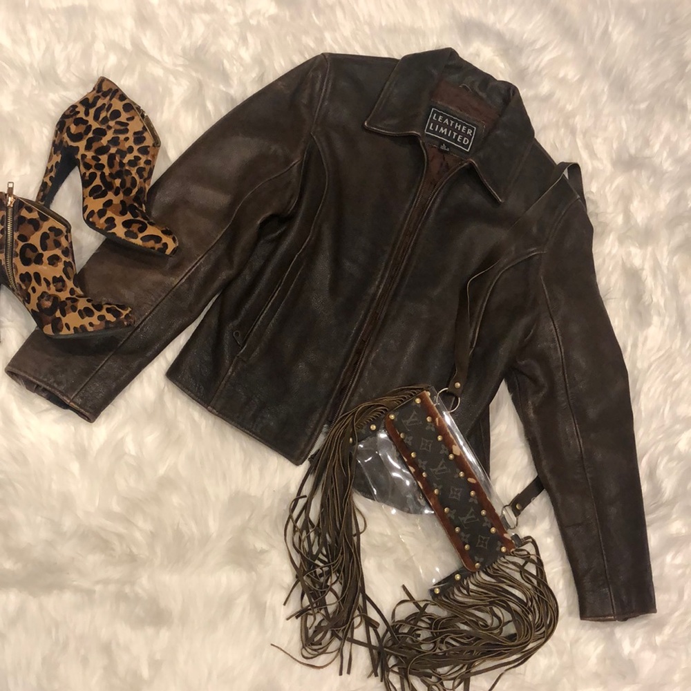 Brown, Leather Jacket
